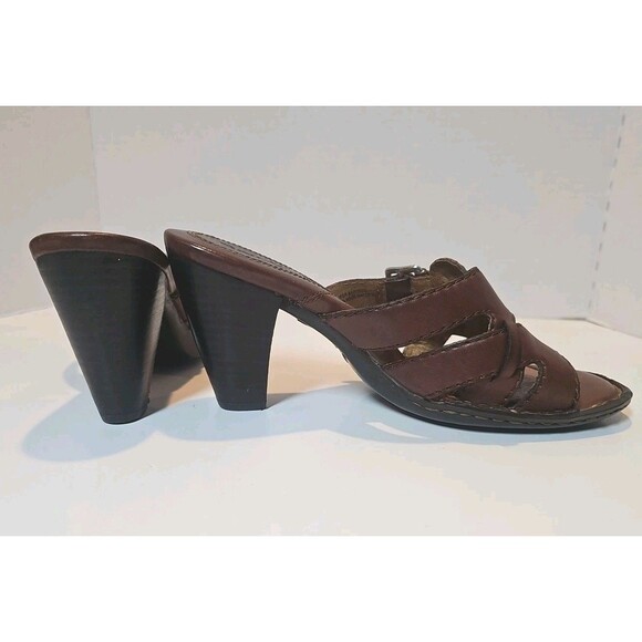 Born Slides Brown Leather Women Shoes Size 8 Medium - Picture 4 of 13